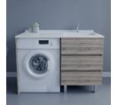 Meuble Spécial Lave-linge Kora Avec Plan Vasque Déportée 124 Cm X 65 Cm- Bois- Vasque à Droite