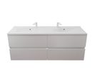 Meuble Double Vasque Tout Inox 120 Cm Rosinox- Blanc- Plan Vasque En Résine