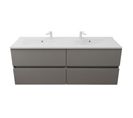 Meuble Double Vasque Tout Inox 120 Cm Rosinox- Gris- Plan Vasque En Résine