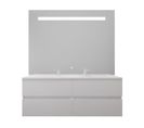 Meuble Double Vasque Tout Inox 140 Cm Rosinox + Miroir Elégance Ht105- Blanc- Plan Vasque En