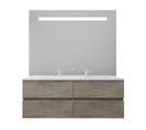 Meuble Double Vasque Tout Inox 140 Cm Rosinox + Miroir Elégance Ht105- Bois- Plan Vasque En