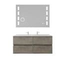 Meuble Double Vasque Tout Inox 120 Cm Rosinox + Miroir LED Excellence- Bois- Plan Vasque En Résine