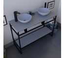 Meuble Salle De Bain 120 Cm Avec Deux Vasques à Poser Structura - Gris