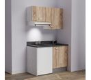 Kitchenette K01l - 120 Cm - Bois - Nero - Évier à Droite