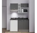 Kitchenette K13l - 140 Cm - Gris - Nero - Évier à Droite