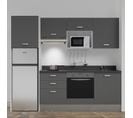 Kitchenette K37l - 240 Cm - Gris - Nero - Évier à Droite