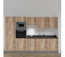 Kitchenette K46l - 300 Cm - Bois - Nero - Évier à Droite