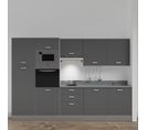 Kitchenette K46l - 300 Cm - Gris - Cromo - Évier à Droite