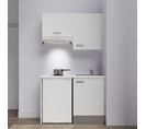 Kitchenette K01l-pt - 120 Cm Avec Plan De Travail Et Évier - Façade Blanc Plan Blanc Evier Gris