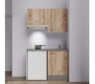 Kitchenette K01l-pt - 120 Cm Avec Plan De Travail Et Évier - Façade Bois Plan Gris Evier Gris