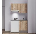 Kitchenette K01l-pt - 120 Cm Avec Plan De Travail Et Évier - Façade Bois Plan Gris Evier Noir