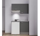 Kitchenette K01l-pt - 120 Cm Avec Plan De Travail Et Évier - Façade Gris Plan Gris Evier Blanc