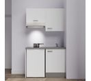 Kitchenette K01l-pt - 120 Cm Avec Plan De Travail Et Évier - Façade Blanc Plan Gris Evier Gris