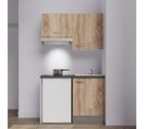 Kitchenette K01l-pt - 120 Cm Avec Plan De Travail Et Évier - Façade Bois Plan Noir Evier Blanc