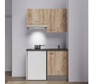 Kitchenette K01l-pt - 120 Cm Avec Plan De Travail Et Évier - Façade Bois Plan Noir Evier Noir