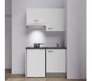 Kitchenette K01l-pt - 120 Cm Avec Plan De Travail Et Évier - Façade Blanc Plan Noir Evier Gris