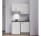 Kitchenette K01l-pt - 120 Cm Avec Plan De Travail Et Évier - Façade Blanc Plan Noir Evier Noir