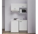 Kitchenette K02l-pt - 120 Cm Avec Plan De Travail Et Évier - Façade Blanc Plan Blanc Evier Gris