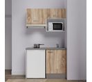 Kitchenette K02l-pt - 120 Cm Avec Plan De Travail Et Évier - Façade Bois Plan Gris Evier Gris