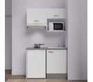 Kitchenette K02l-pt - 120 Cm Avec Plan De Travail Et Évier - Façade Blanc Plan Gris Evier Blanc