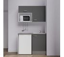 Kitchenette K07l-pt - 120 Cm Avec Plan De Travail Et Évier - Façade Gris Plan Gris Evier Blanc