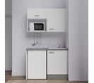 Kitchenette K07l-pt - 120 Cm Avec Plan De Travail Et Évier - Façade Blanc Plan Gris Evier Blanc