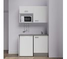 Kitchenette K07l-pt - 120 Cm Avec Plan De Travail Et Évier - Façade Blanc Plan Gris Evier Gris