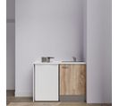 Kitchenette K08l-pt - 120 Cm Avec Plan De Travail Et Évier - Façade Bois Plan Blanc Evier Gris