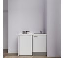 Kitchenette K08l-pt - 120 Cm Avec Plan De Travail Et Évier - Façade Blanc Plan Blanc Evier Gris