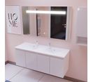 Meuble Proline 140 Cm Avec Plan Double Vasque Et Miroir Elégance Ht80- Blanc