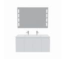 Meuble Proline 120 Cm Avec Plan Double Vasque Et Miroir Prestige- Blanc