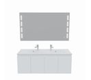 Meuble Proline 140 Cm Avec Plan Double Vasque Et Miroir Prestige- Blanc