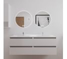 Meuble Double Vasque 140 Cm Arlequin Avec 2 Miroirs Rondinara Blanc/Gris