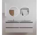 Meuble Double Vasque 140 Cm Arlequin Avec 2 Miroirs Rondinara Gris Blanc