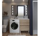 Meuble Lave-linge Idea, Plan Vasque Déportée + Miroir Prestige- Bois- Vasque à Droite