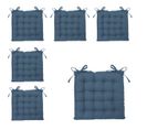 Lot De 6 Galettes De Chaise En Coton Bleu Canard  38 X 38 Cm