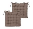 Lot De 2 Galettes De Chaise En Coton Taupe 38 X 38 Cm