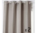 Lot De 2 Rideaux à  Oeillets Occultant Beige Lin 140 X 260 Cm