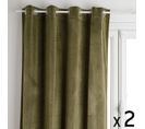 Lot De 2 Rideaux à  Oeillets Occultant En Velours Vert Kaki 140 X 260 Cm