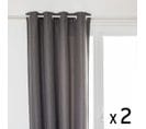 Lot De 2 Rideaux à  Oeillets Occultant Tissu Chenille Gris Foncé 140 X 260 Cm