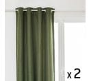 Lot De 2 Rideaux à  Oeillets Occultant Tissu Chenille Vert Kaki 140 X 260 Cm