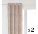 Lot De 2 Rideaux à  Oeillets Occultant Jacquard Beige Lin 140 X 260 Cm