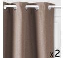 Lot De 2 Rideaux à  Oeillets Isolant Beige Lin 140 X 260 Cm