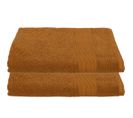 Lot De 2 Draps De Bain En Coton Marron Cannelle Tissu Éponge 100 X 150 Cm