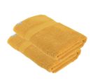 Lot De 2 Draps De Bain Tissu Éponge 100% Coton Jaune Moutarde 70 X 130 Cm