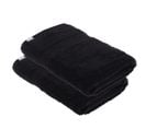 Lot De 2 Draps De Bain Tissu Éponge 100% Coton Noir 70 X 130 Cm