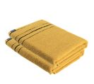 Lot De 2 Draps De Bain 100% Coton Bicolore Jaune Ocre Et Noir 70 X 130 Cm