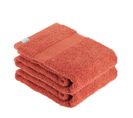 Lot De 2 Serviettes De Toilette Tissu Éponge 100% Coton Terracotta 50 X 90 Cm