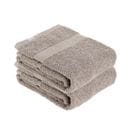 Lot De 2 Serviettes De Toilette Tissu Éponge 100% Coton Taupe 50 X 90 Cm