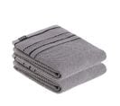 Lot De 2 Serviettes De Toilette 100% Coton Bicolore Gris Et Noir 50 X 90 Cm